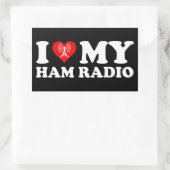 Sticker Rectangulaire I Love (Heart) My Ham Radio (Sac)