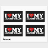 Sticker Rectangulaire I Love (Heart) My Hermit Crabs (Feuille)