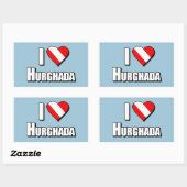 Sticker Rectangulaire I Love Hurghada Diving (Feuille)
