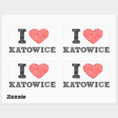 Sticker Rectangulaire I love-Katowice (Feuille)