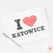 Sticker Rectangulaire I love-Katowice (Enveloppe)