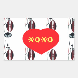 Sticker Rectangulaire I Love Kenya Massai Art Print