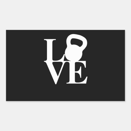 Sticker Rectangulaire I Love Kettlebells (Devant)