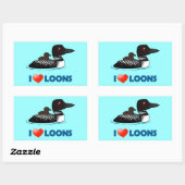Sticker Rectangulaire I Love Loons (Feuille)