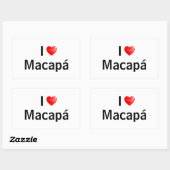 Sticker Rectangulaire I love Macapá (Feuille)