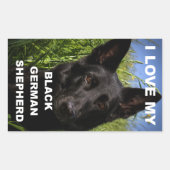 Sticker Rectangulaire I Love My Black German Shepherd (Devant)
