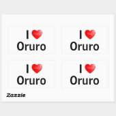 Sticker Rectangulaire I love oruro (Feuille)
