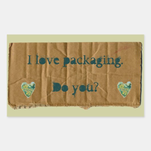 Sticker Rectangulaire I Love Packaging avec coeur (Devant)
