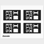 Sticker Rectangulaire I Love Pixels, design geek, art des pixels (Feuille)