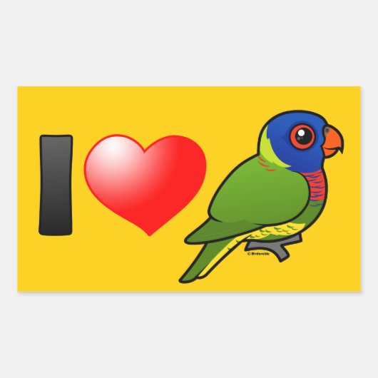 Sticker Rectangulaire I Love Rainbow Lorikeets (Devant)