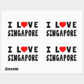 Sticker Rectangulaire I Love Singapore (Feuille)