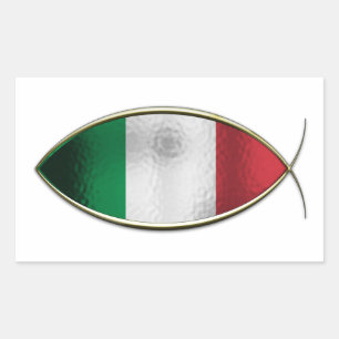 Sticker Rectangulaire Ichthus - drapeau italien