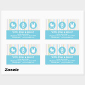 Sticker Rectangulaire Icon Trio Bleu Bébé Bébé rayures (Feuille)