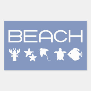 Sticker Rectangulaire Icônes de plage Créatures marines de la mer Monoch