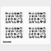 Sticker Rectangulaire Icônes Médicales design noir et blanc (Feuille)