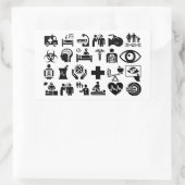Sticker Rectangulaire Icônes Médicales design noir et blanc (Sac)