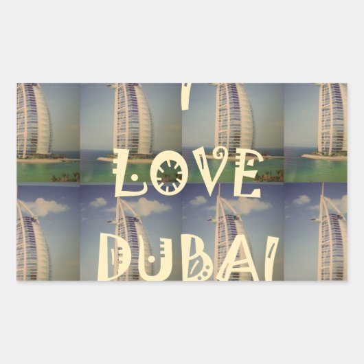 Sticker Rectangulaire Iconic Dubai : "I Love Dubai" Vector Graphisme (Devant)