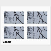 Sticker Rectangulaire Icy Branches Winter Nature Photographie (Feuille)