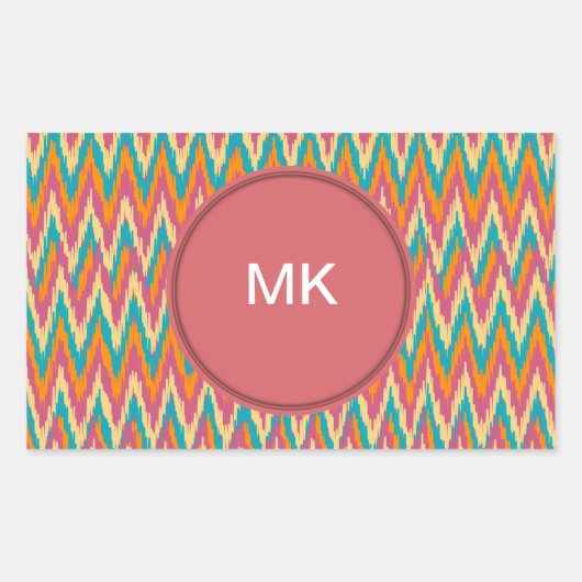 Sticker Rectangulaire iKat Zigzag Design Couleurs d'épices (Devant)