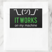Sticker Rectangulaire Il fonctionne sur ma machine - Programmeur Excuse  (Sac)