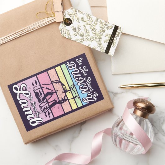 Sticker Rectangulaire Il Ne S'Agit Pas Du Lapin Et De L'Agneau Pastel (Cadeaux)