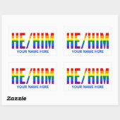Sticker Rectangulaire Il Pronounounes dans LGBTQ Rainbow Pride Stripes (Feuille)