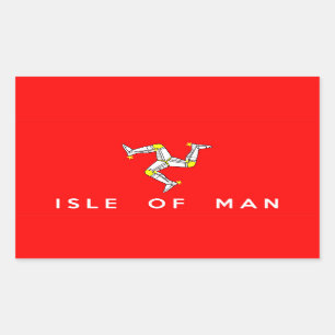 Sticker Rectangulaire île de l'homme nom du texte du drapeau du pays