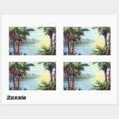 Sticker Rectangulaire Île vintage (Feuille)