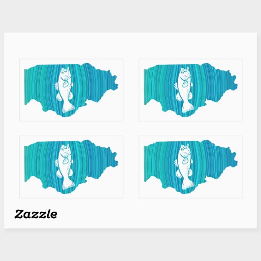Sticker Rectangulaire Illinois Wave Fishing (Feuille)