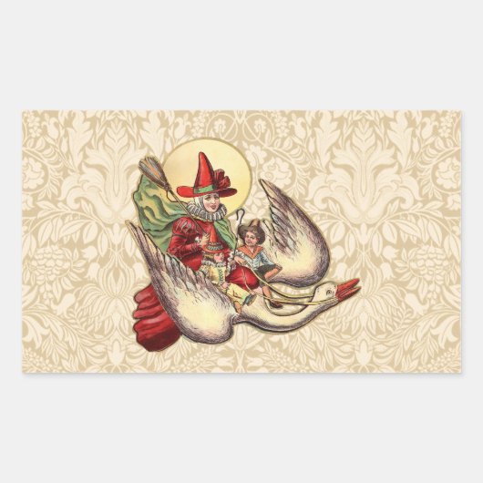 Sticker Rectangulaire Illustration Antique de l'Enfant de Mère l'Oye (Devant)