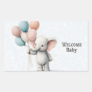 Sticker Rectangulaire Illustration aquarelle adorable d'un bébé éléphant