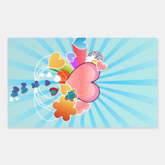 Sticker Rectangulaire Illustration Coeurs (Devant)