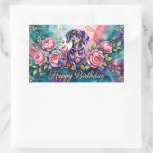 Sticker Rectangulaire Illustration d'anniversaire de teckel (Sac)