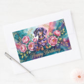 Sticker Rectangulaire Illustration d'anniversaire de teckel (Enveloppe)