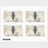 Sticker Rectangulaire Illustration d'antiquité de l'insecte de la reine  (Feuille)