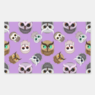 Sticker Rectangulaire Illustration de chouette mignonne sur fond violet