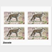 Sticker Rectangulaire Illustration de Fox Wildlife Vintage Animal (Feuille)