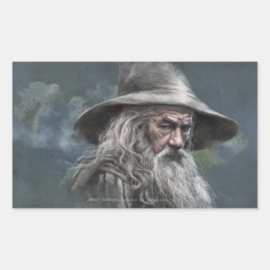Sticker Rectangulaire Illustration de Gandalf (Devant)