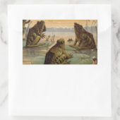 Sticker Rectangulaire Illustration de grenouilles Lily Pads Moon (Sac)