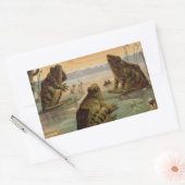 Sticker Rectangulaire Illustration de grenouilles Lily Pads Moon (Enveloppe)