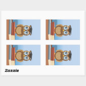 Sticker Rectangulaire Illustration de hibou (Feuille)