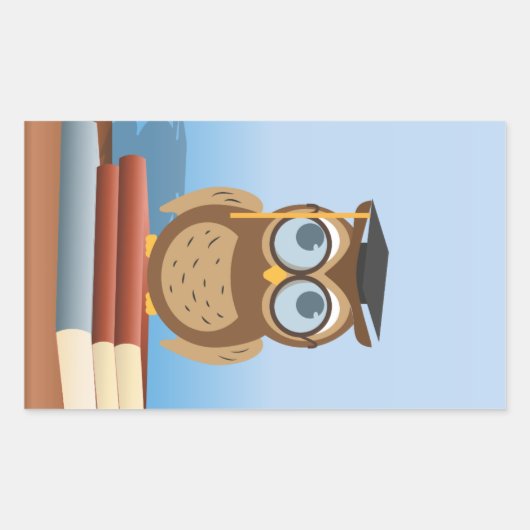 Sticker Rectangulaire Illustration de hibou (Devant)