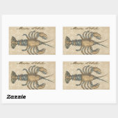 Sticker Rectangulaire Illustration de homard, fruits de mer du Maine (Feuille)