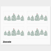Sticker Rectangulaire Illustration de la ferme d'arbres de Noël (Feuille)