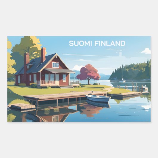 Sticker Rectangulaire Illustration de la nature finlandaise (Devant)