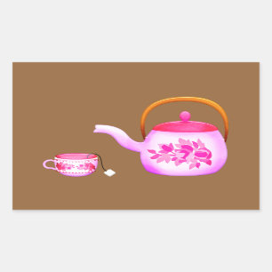 Sticker Rectangulaire Illustration de la théière Teups vintage