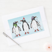 Sticker Rectangulaire Illustration de trois pingouins de Noël festifs (Enveloppe)