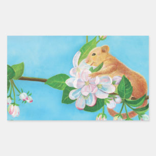 Sticker Rectangulaire Illustration des fleurs de dormouse et de pomme