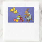 Sticker Rectangulaire Illustration des oeufs de poulets lapins de Pâques (Sac)