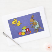 Sticker Rectangulaire Illustration des oeufs de poulets lapins de Pâques (Enveloppe)